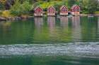 Norway. Red boathouses. Art Print